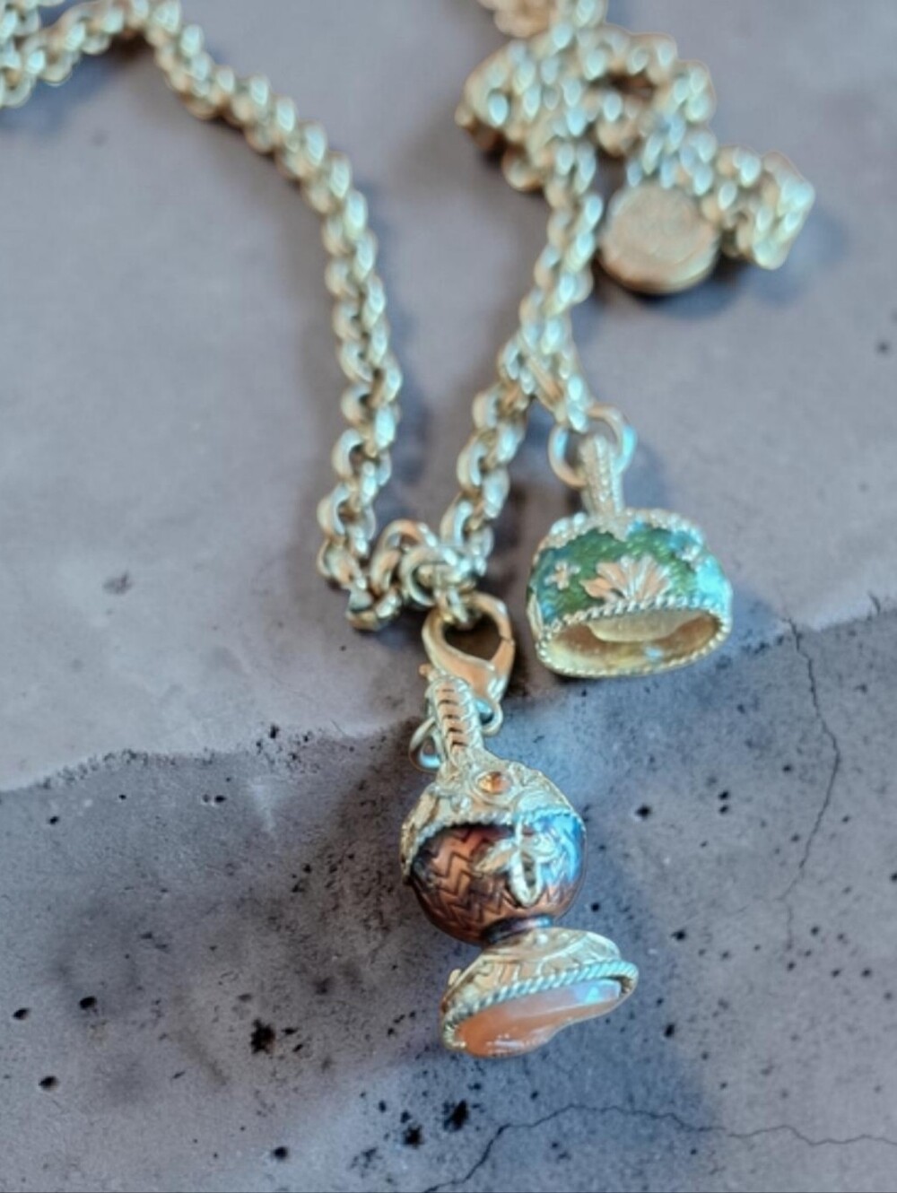 Vintage Edgar Berebi Basket Charm Necklace-2 Charms Included